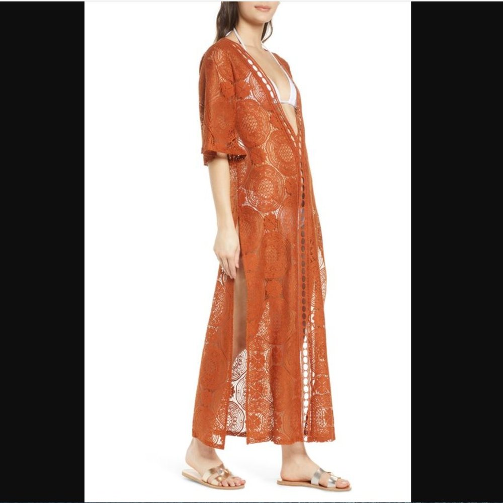 CHELSEA28 RUST LACE MAXI DRESS BEACH or POOL COVERUP SIZE XL
